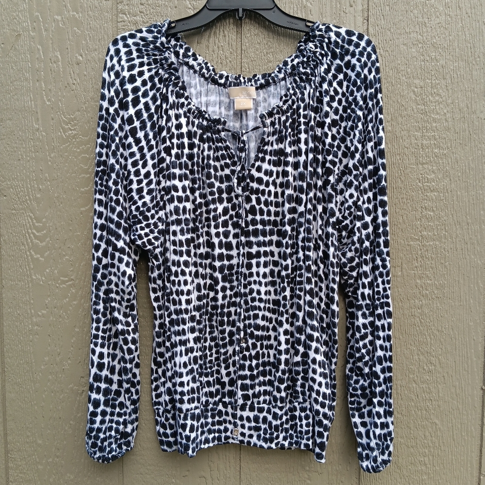 MICHAEL MICHAEL KORS Animal Print Long Sleeve Knit Top 2X